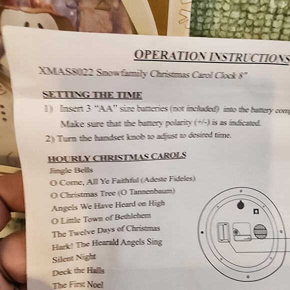 Feldstein Christmas Carol Clock Snowman Scene Plays 12 Holiday Carols w/ Box - Picture 13 of 14